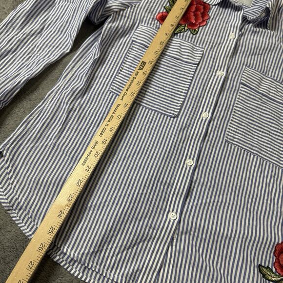 Rails Womens Floral Shirt Button Up Top Frances Banker Stripe Embroidered Small - Picture 8 of 10